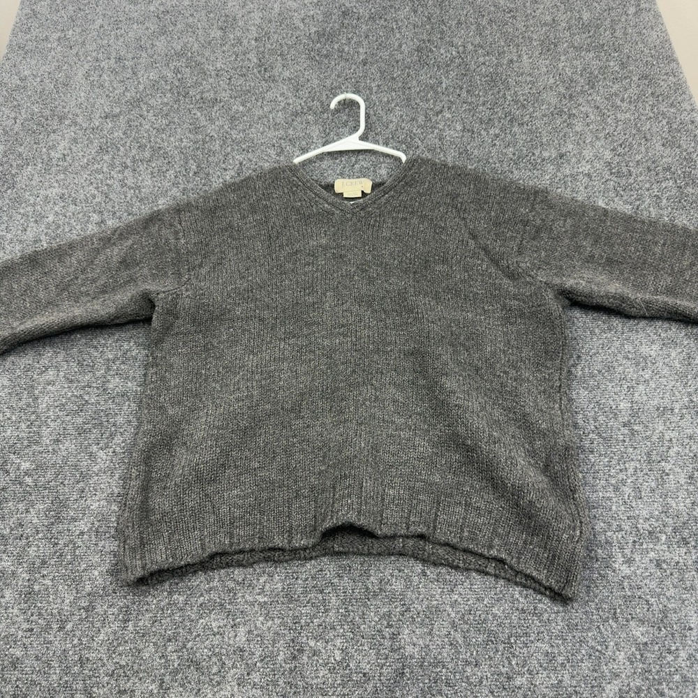 J Crew Sweater Mens M Grey Wool V-Neck Knit Classic Casual Minimalist